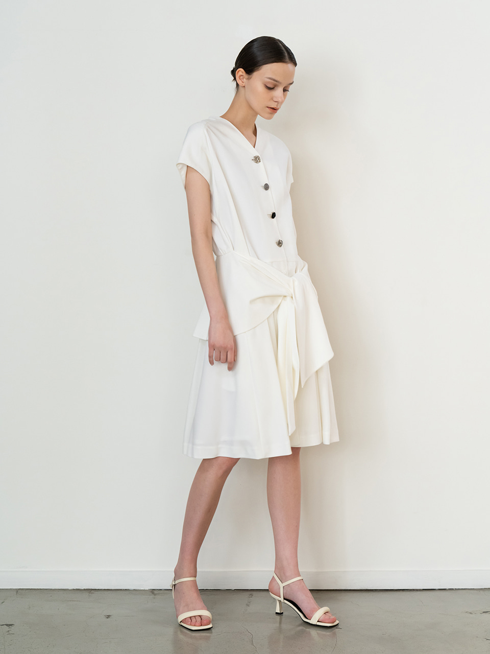 Peplum Antique-Button Dress — 3