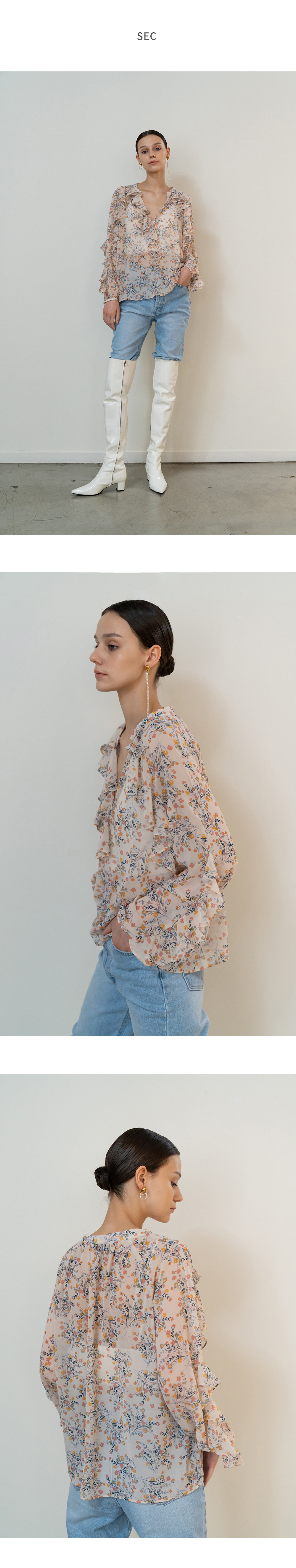 Floral Chiffon Flared Blouse — 2