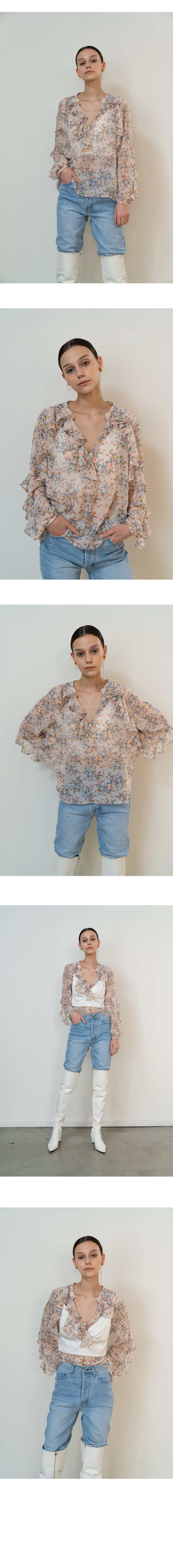 Floral Chiffon Flared Blouse — 14