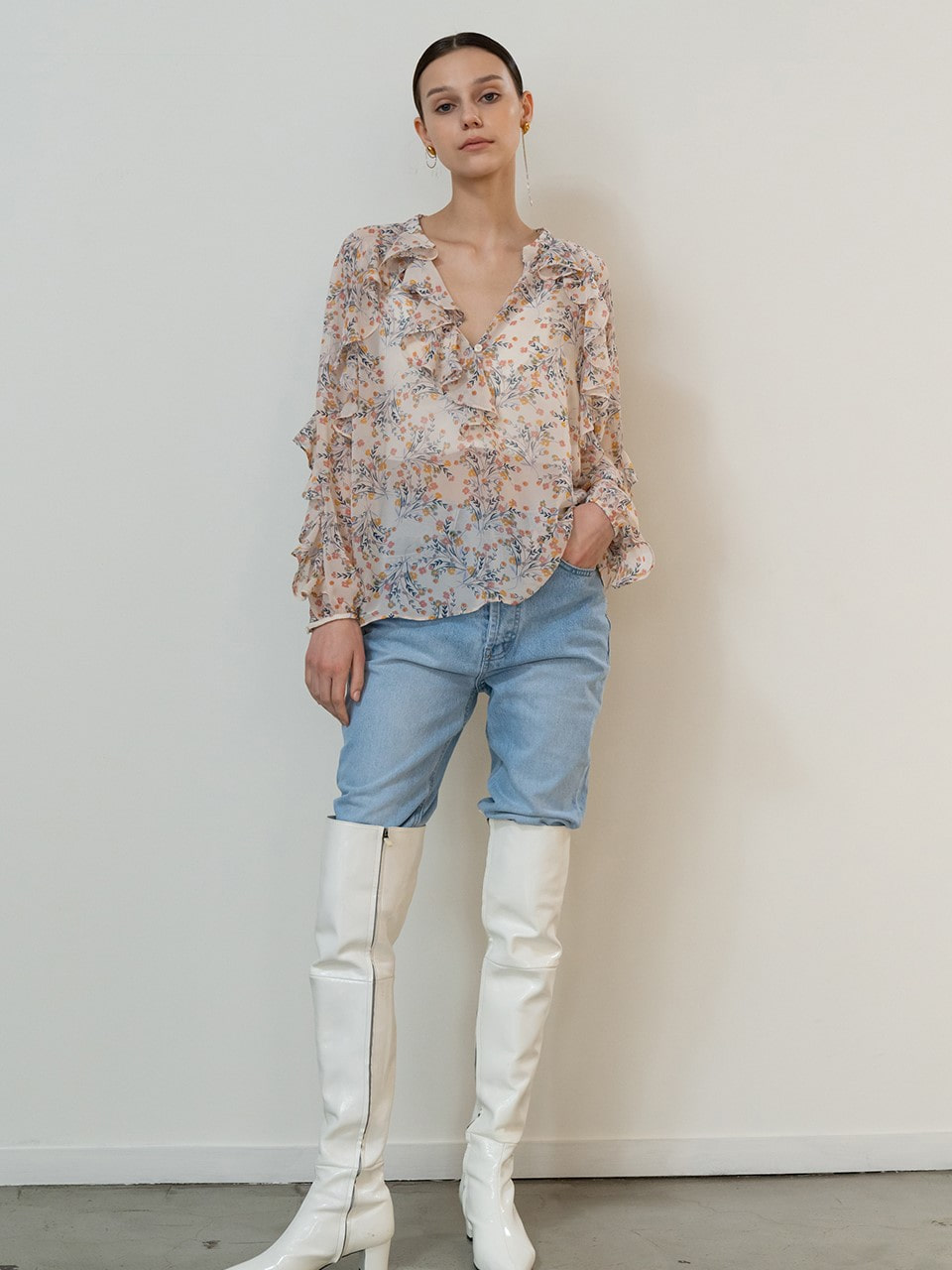 Floral Chiffon Flared Blouse — 3