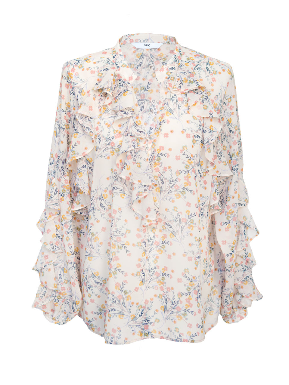 Floral Chiffon Flared Blouse — 8
