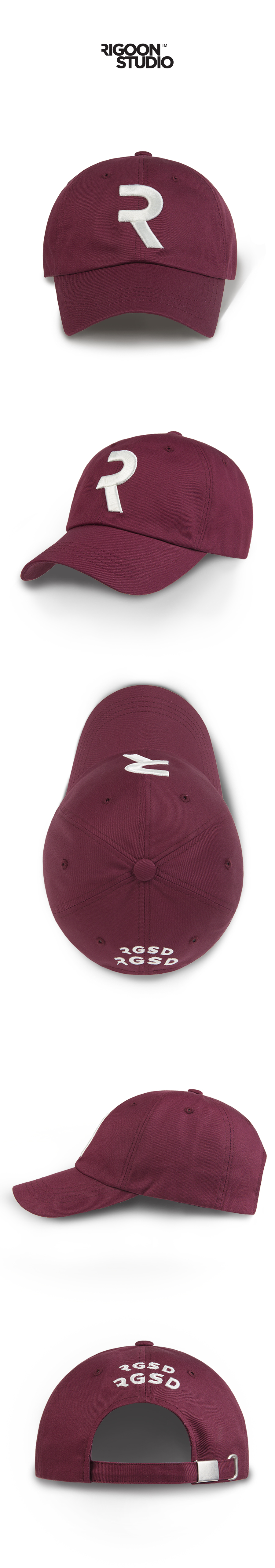 Logo Play R Baseball Cap — Burgundy — 3