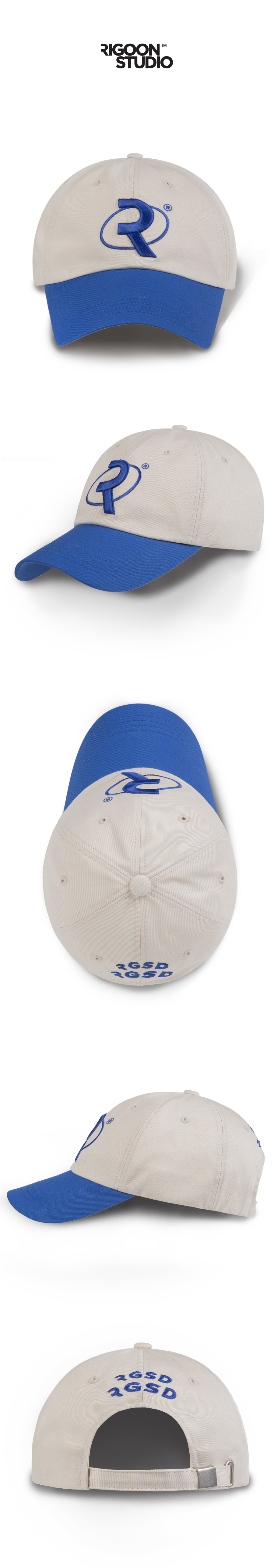 Planet R Two-Tone Baseball Cap — Beige & Blue — 3