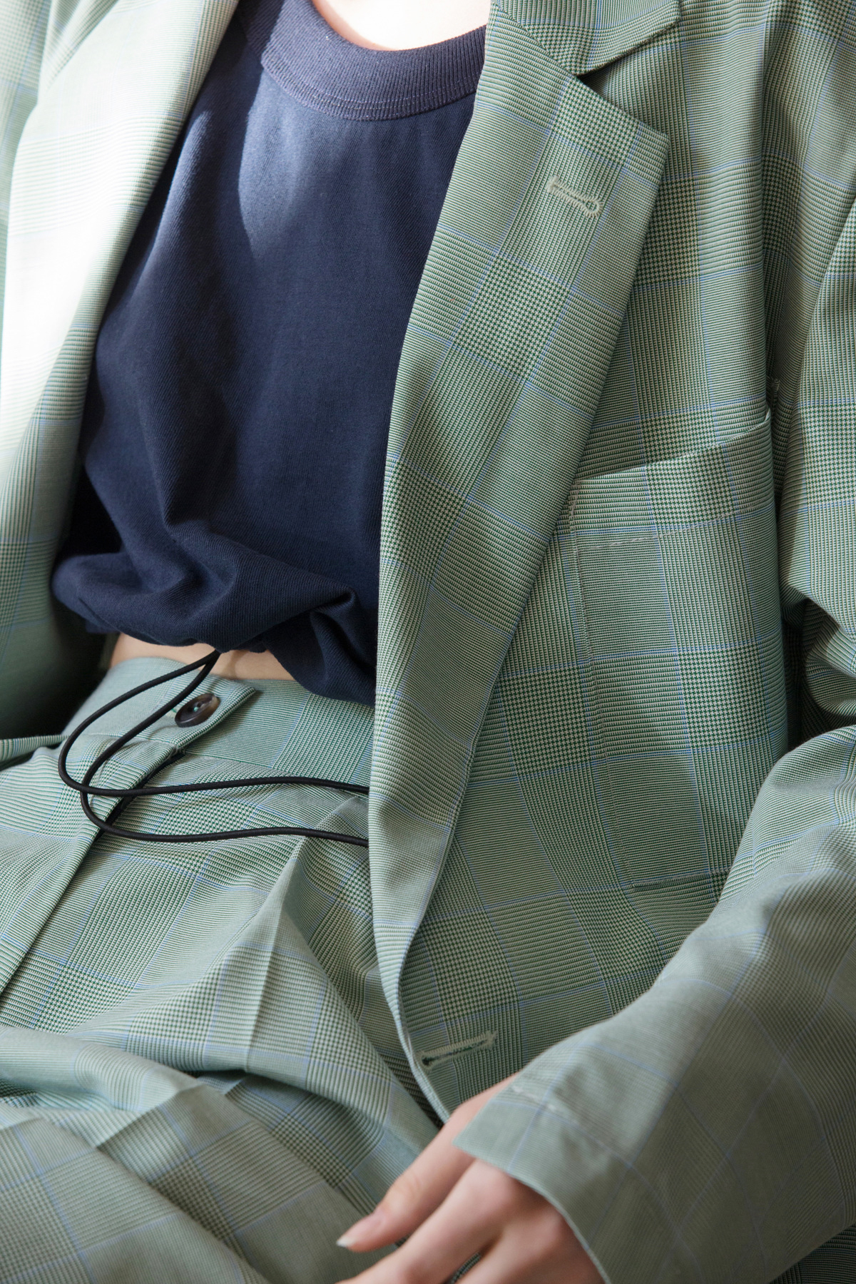 Glen-Check Slim Baggy Pants — 10