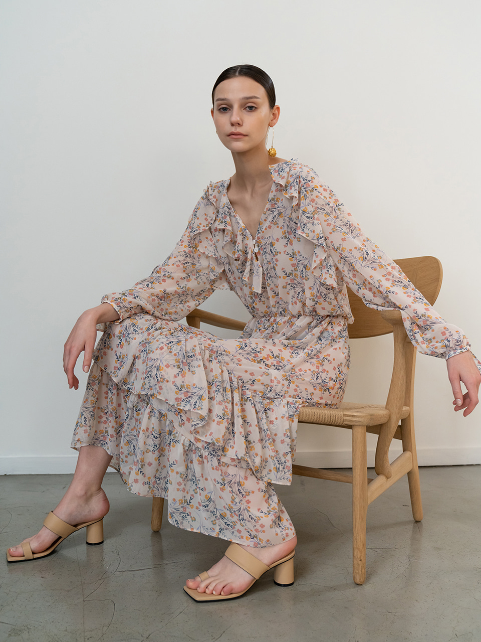 Floral Chiffon Tiered Maxi Dress