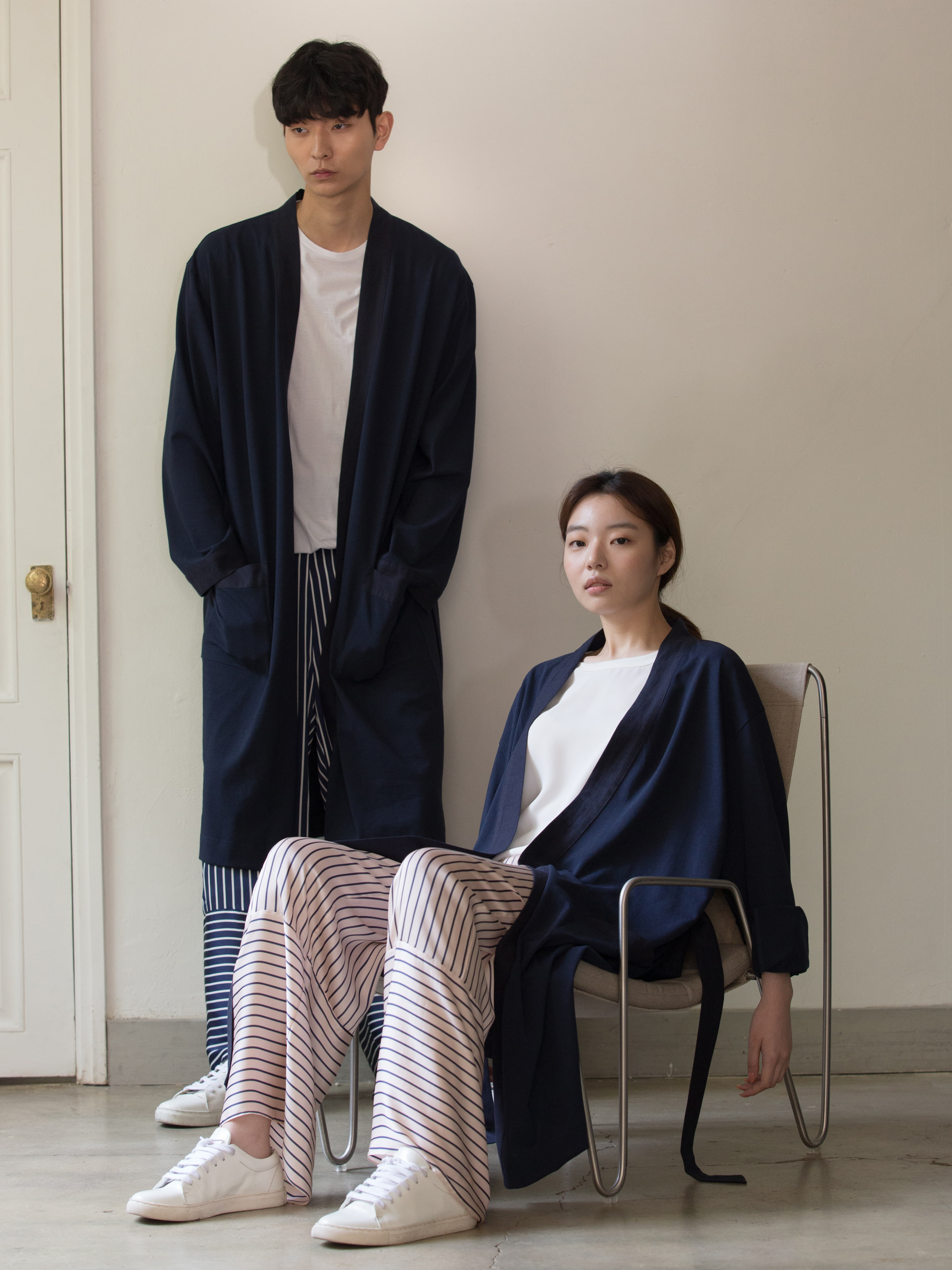 Cotton Robe — Navy